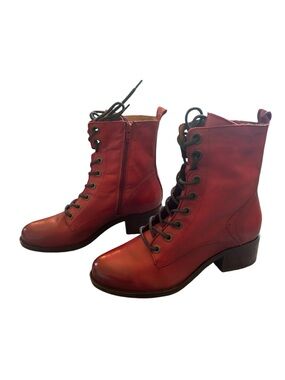 Miz Mooz Juke Leather Lace Up Combat Boot Size 39 Like New